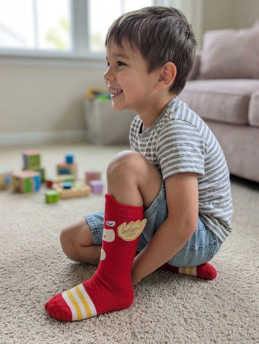 Little Hero Winged Socks – Red & Gold